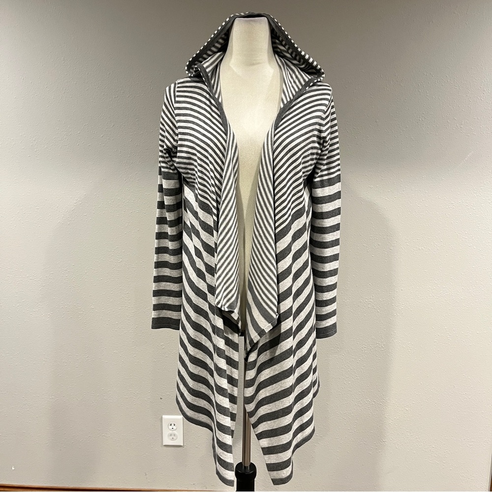 Red Striped Open Front‎ asymmetrical Cardigan Sweater size small